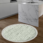 Dekoreko Kaymaz Taban Djt Mutfak Halısı Trend Saçaklı Yuvarlak Modern 757