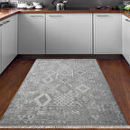 Dekoreko Kaymaz Taban Djt Mutfak Halısı Yıldız Deri Saçaklı İskandinav F5137