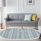 Dekoreko Kaymaz Taban Djt Salon Halısı Star Pamuk Saçaklı Oval İskandinav F5082