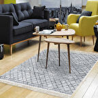 Dekoreko Kaymaz Taban Djt Salon Halısı Trend Saçaklı İskandinav F5079