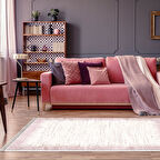 Dekoreko Kaymaz Taban Djt Salon Halısı Yıldız Deri Saçaklı Modern 1342