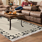 Dekoreko Kaymaz Taban Djt Salon Halısı Yıldız Deri Saçaklı Modern 1945