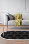 Kaymaz Dijital Mutfak & Salon Halı Trend Saçaklı Oval Geometrik E5016