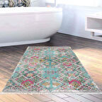 Dekoreko Kaymaz Taban Djt Banyo Halısı Star Pamuk Saçaklı İskandinav F5009