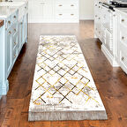 Dekoreko Kaymaz Taban Djt Mutfak Halısı Yıldız Deri Saçaklı Modern M5026