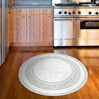 Dekoreko Kaymaz Taban Djt Mutfak Halısı Yıldız Deri Saçaklı Yuvarlak Modern 626M