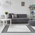 Dekoreko Kaymaz Taban Djt Salon Halısı Yıldız Deri Saçaklı Modern 626M