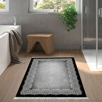 Dekoreko Kaymaz Taban Djt Banyo Halısı Yıldız Deri Saçaklı Modern 1674