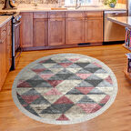 Dekoreko Kaymaz Taban Djt Mutfak Halısı Star Pamuk Saçaklı Yuvarlak İskandinav 661M