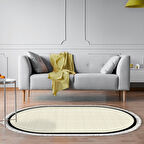 Alanur Home Kaymaz Taban Djt Banyo Mutfak Salon Halı Yıldız Deri Saçaklı Oval Dokuma Desen E5007