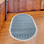 Dekoreko Kaymaz Taban Djt Mutfak Halısı Trend Saçaklı Oval İskandinav F5084