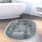 Dekoreko Kaymaz Taban Djt Banyo Halısı Yıldız Deri Saçaklı Oval İskandinav F5132