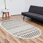 Dekoreko Kaymaz Taban Djt Salon Halısı Trend Saçaklı Oval İskandinav F5086