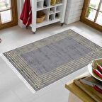 Dekoreko Kaymaz Taban Djt Mutfak Halısı Yıldız Deri Saçaklı Modern M5142