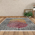 Dekoreko Kaymaz Taban Djt Salon Halısı Yıldız Deri Saçaklı Modern E4052