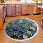 Dekoreko Kaymaz Taban Djt Mutfak Halısı Trend Saçaklı Yuvarlak İskandinav 2146M