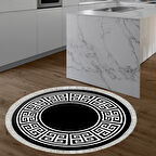 Dekoreko Kaymaz Taban Djt Mutfak Halısı Trend Saçaklı Yuvarlak Modern 608M
