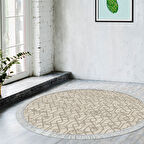 Dekoreko Kaymaz Taban Djt Salon Halısı Star Pamuk Saçaklı Yuvarlak Modern 757