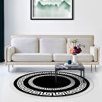 Dekoreko Kaymaz Taban Djt Salon Halısı Yıldız Deri Saçaklı Yuvarlak Modern 650M