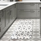 Dekoreko Kaymaz Taban Djt Mutfak Halısı Yıldız Deri İskandinav F5136