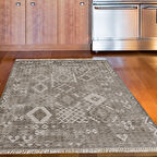 Dekoreko Kaymaz Taban Djt Mutfak Halısı Yıldız Deri Saçaklı İskandinav F5137