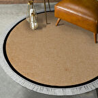 Alanur Home Kaymaz Taban Djt Banyo Mutfak Salon Halı  Trend Saçaklı Yuvarlak Dokuma Desen E5001