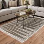 Dekoreko Kaymaz Taban Djt Salon Halısı Yıldız Deri Saçaklı Modern M5045