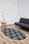 Kaymaz Dijital Mutfak & Salon Halı Star Pamuk Saçaklı Oval Geometrik E5010