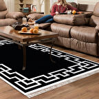 Dekoreko Kaymaz Taban Djt Salon Halısı Yıldız Deri Saçaklı Modern F5035