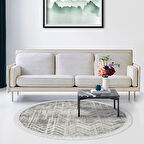 Dekoreko Kaymaz Taban Djt Salon Halısı Trend Saçaklı Yuvarlak İskandinav F5083