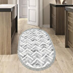 Dekoreko Kaymaz Taban Djt Mutfak Halısı Yıldız Deri Saçaklı Oval İskandinav F5124