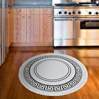 Dekoreko Kaymaz Taban Djt Mutfak Halısı Yıldız Deri Saçaklı Yuvarlak Modern 651M