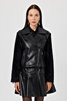 Pamela Siyah Kadın Deri Mont