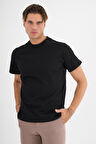 Erkek Siyah %100 Pamuklu Standart Kalıp T-sihrt 