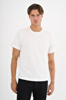 Erkek Ekru %100 Pamuklu Standart Kalıp T-Shirt