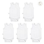 Beyaz Renk Bodysuit Kolsuz 5'li Set