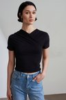 32659 DİLVİN PİLE DETAYLI KISA KOLLU TOP