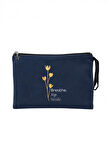 Breathe, Sip, Smile - Lacivert Clutch Çanta