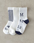 English Home Cat 3'lü Çocuk Çorap Siyah - Beyaz
