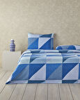 English Home Triad Kolay Ütülenir Çift Kişilik Nevresim Seti 200x220 cm Mavi