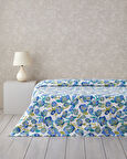 Summer Blooms Baskılı Pamuklu Çift Kişilik Pike 200x220 cm Mavi