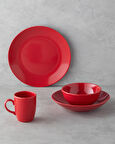 Hecha Seramik Yemek Takımı 4 Parça Tek Kişilik Kırmızı