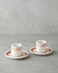Seris Bone Porselen 4 Parça 2 Kişilik Kahve Fincan Takımı 90 ml Pembe - Sarı