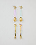 Lush Elegance Paslanmaz Çelik T.Çatal-Kaşık Set 4 Parça Gold