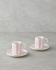 Serenade Bone Porselen 4 Parça 2 Kişilik Kahve Fincan Takımı 90 ml Pembe - Gold