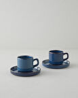 Coastal Bliss Seramik 4 Parça 2 Kişilik Çay Fincanı Takımı 184 ml Koyu Mavi