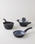 Terra CeraWell 5 Parça Mini Tencere Seti 16–16–16 cm Siyah