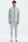 Gri Dik Yaka Gizli Cep Detaylı Standart Kalıp Erkek Eşofman Takım - 85209 | XL