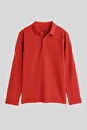 Coral Polo Yaka Basic Uzun Kollu Erkek Çocuk T-Shirt - 11170