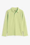 Açık Yeşil Polo Yaka Basic Uzun Kollu Erkek Çocuk T-Shirt - 11170